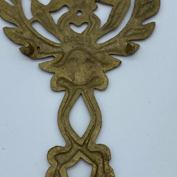 Vintage Solid Brass Trivet Hot Plate Decorative Eagle w/ Heart 7" Made in Japan - Picture 9 of 13